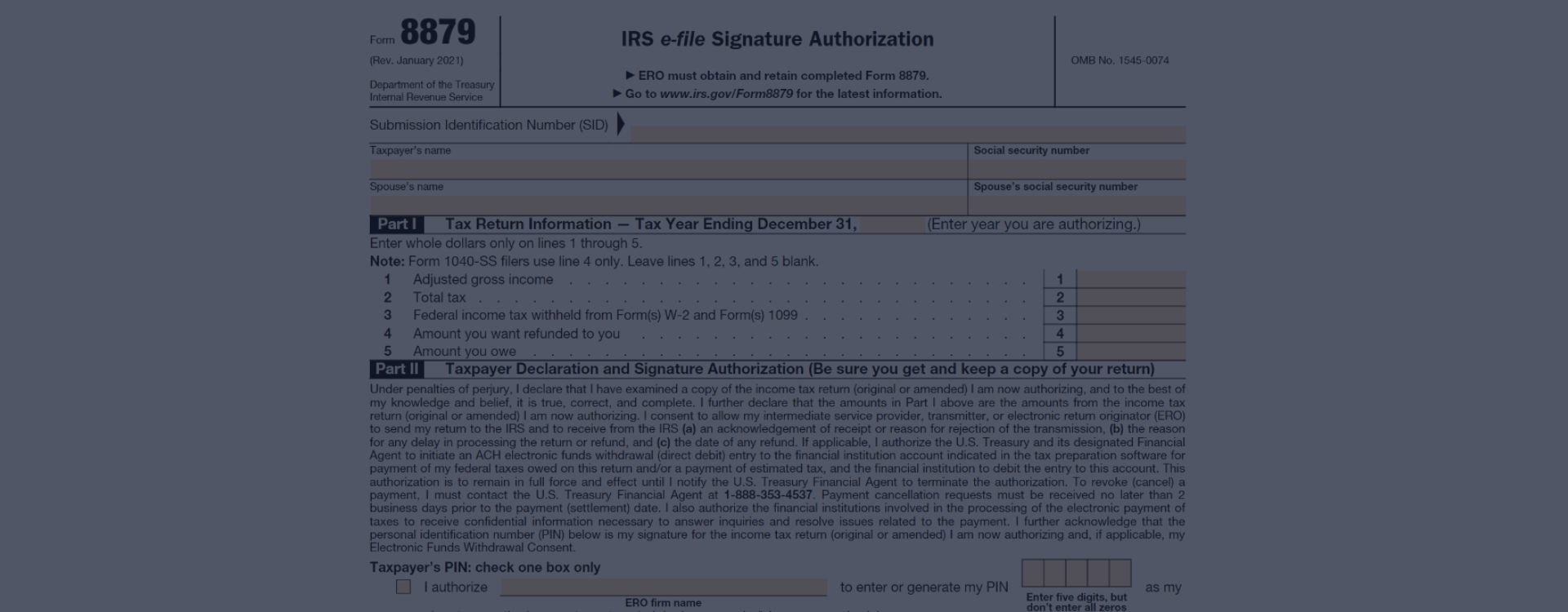 Tax Form 8879 for 2022 📝 Printable 8879 Form & IRS E-File Signature ...